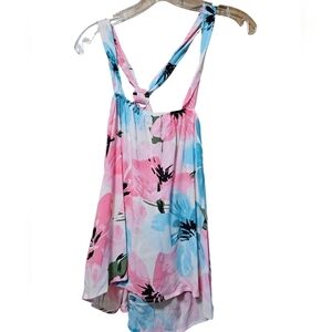 Emily Wonder Pink Blue Floral Tank Top Blouse NEW